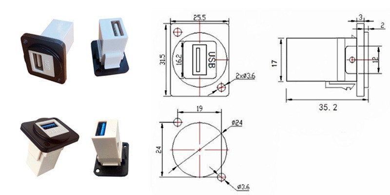 rj45 connector dimensions