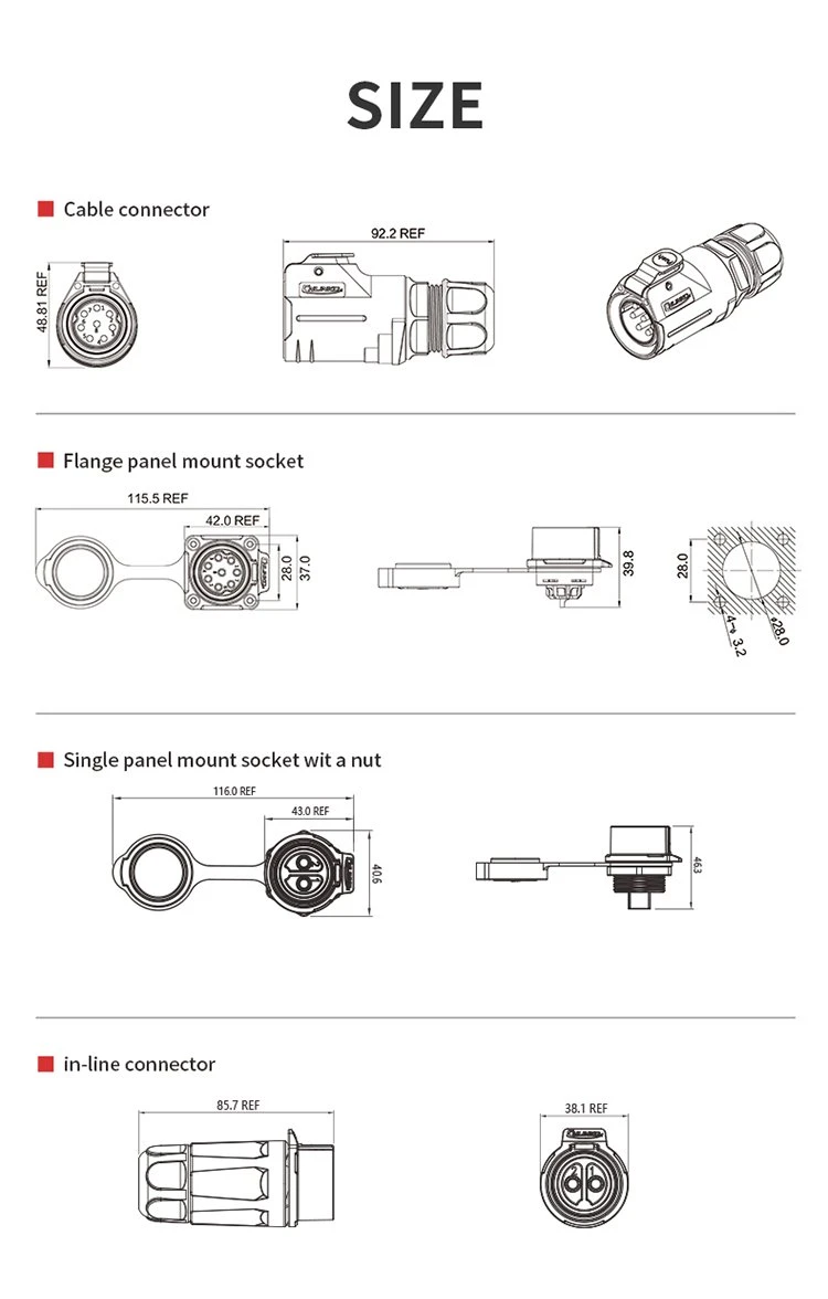 LP-28 M28 3 Pin Male and female 35A plug socket IP65 waterproof power connector (1)